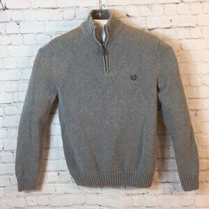 Chaps Mens Sweater 1/4 Zip Pullover Gray Long Sleeve Small